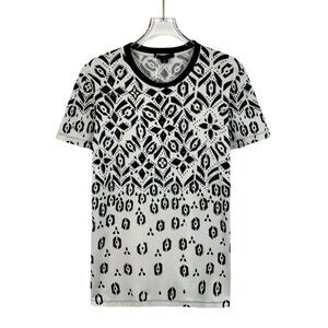 Louis Vuitton Womens Black & White Graphic Print Short Sleeve T-Shirt Size Large